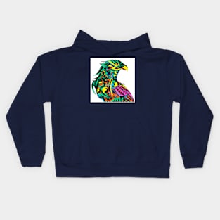 green mecha peregrine falcon halcon ecopop in mexican techno organic tribal totonac patterns Kids Hoodie